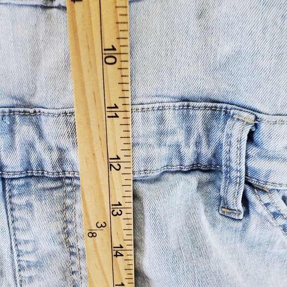 No Boundaries Overalls Womens XXL 19 Blue Distressed Denim Shorts Shortalls - Picture 6 of 12